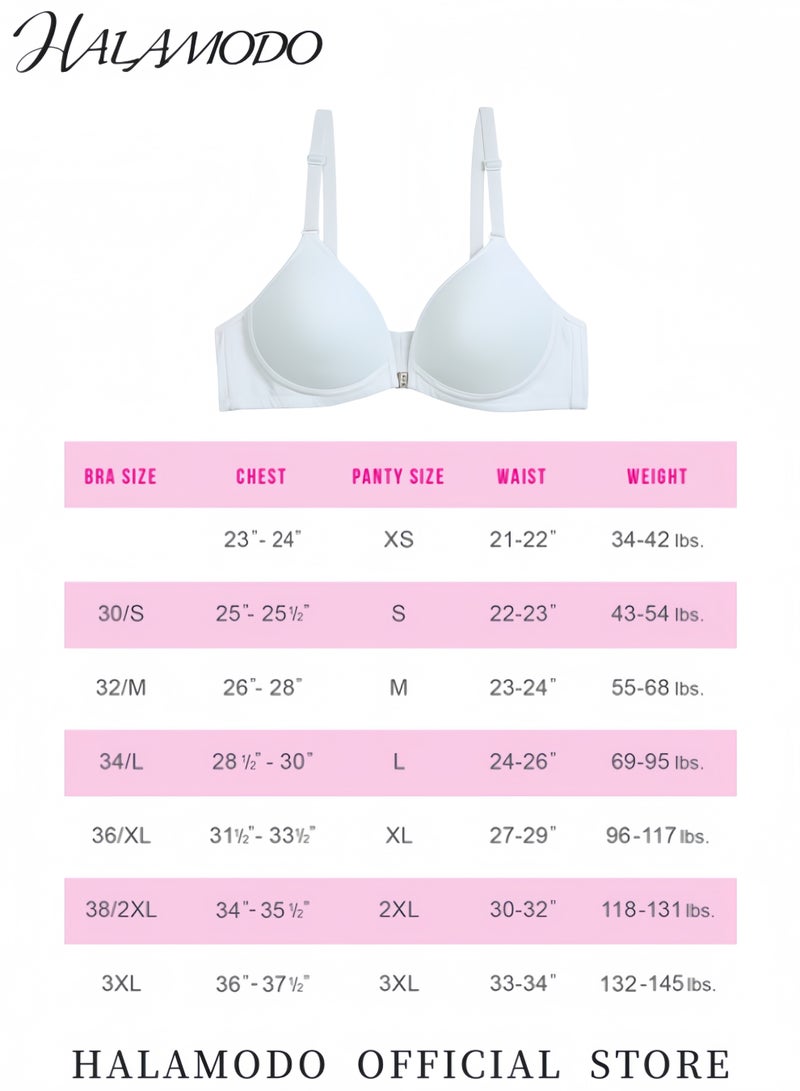 هالامودو حمالات صدر نسائية بإغلاق أمامي وظهر متقاطع وتغطية كاملة بدون درزات وأكواب BH وحمالات صدر مريحة للدفع للأعلى - Image 5