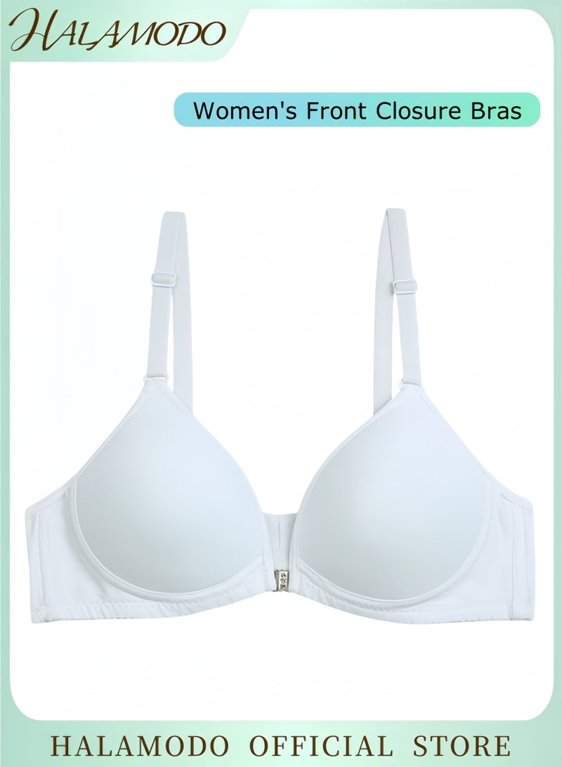 هالامودو حمالات صدر نسائية بإغلاق أمامي وظهر متقاطع وتغطية كاملة بدون درزات وأكواب BH وحمالات صدر مريحة للدفع للأعلى - Image 1