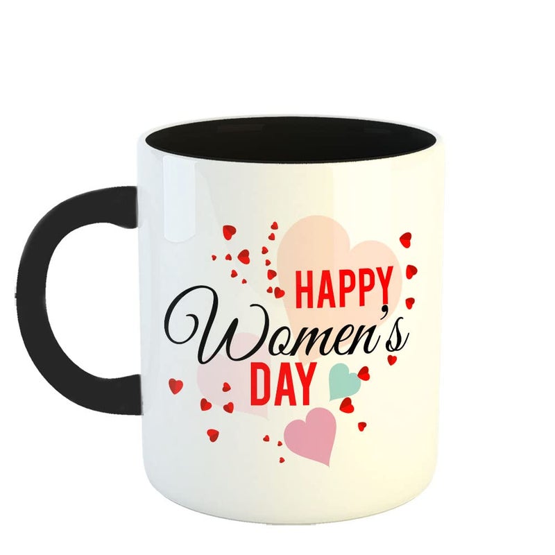 Happu Happu Printed Ceramic Coffee Mug Womens Day Theme Happy Womens Day 6 Gift for Partner Gift for Student Gift for Daughter Gift for Bhabhi 325 ML11Oz 3072BK  - Image 1