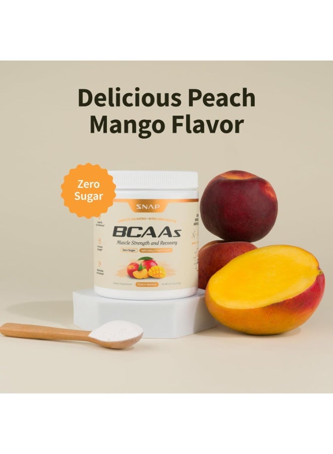 سناب مشروب BCAA بنكهة الخوخ والمانجو، 30 حصة | أحماض أمينية متفرعة السلسلة نباتية مع أحماض أمينية أساسية، وإلكتروليتات، وماء جوز الهند | مزيج مشروب الأحماض الأمينية - Image 3