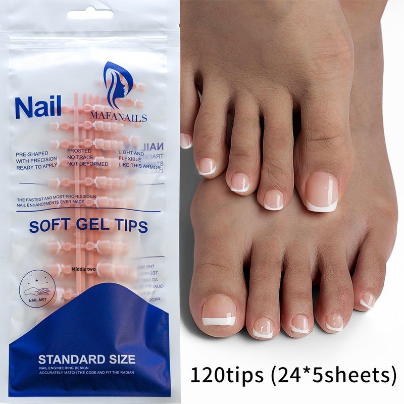 Generic French Tip Wearable Toe Nails 120pcs Bag Vintage Gradient TD179-5(120 tablets) 
