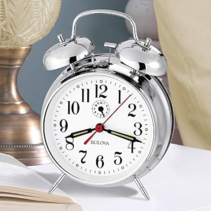 Bulova B8127 BELLMAN II ALARM CLOCK, CHROME - Image 2
