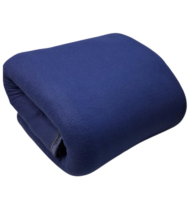 CHANDRAVATI Modern Plain Polar Fleece All Season Blanket Single Bed with || Satan Border || 500 TC || Heavy Quality || (Blue, 60x90) - Image 1