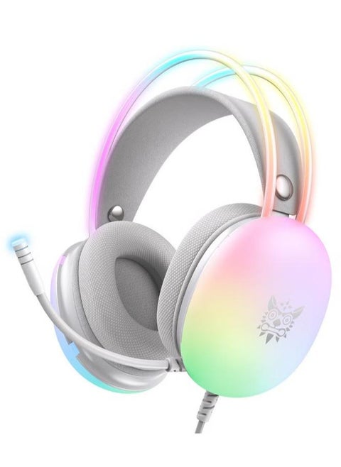 X25 Wired Professional Gaming Headphones Gradient RGB Lighting HD Mic Stereo Sound PC Mac Headset