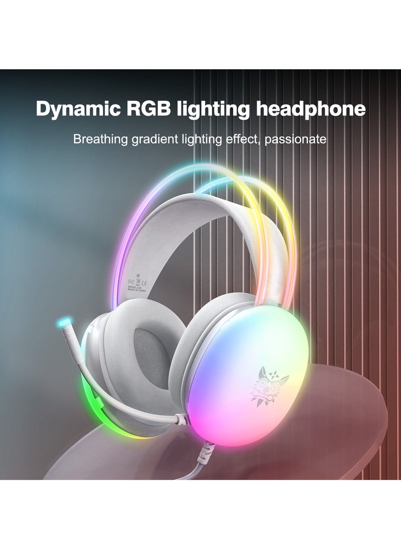 onikuma X25 Wired Professional Gaming Headphones Gradient RGB Lighting HD Mic Stereo Sound PC Mac Headset  - Image 4