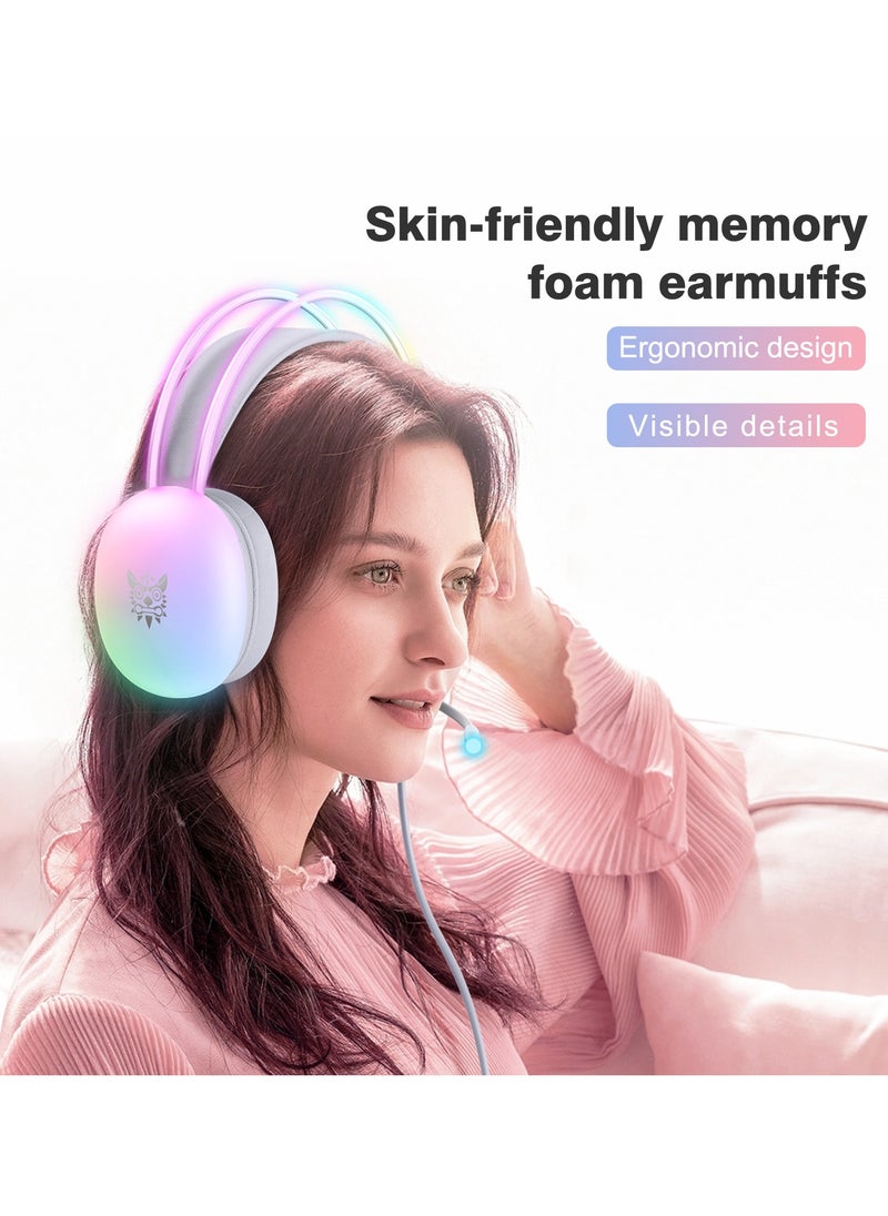onikuma X25 Wired Professional Gaming Headphones Gradient RGB Lighting HD Mic Stereo Sound PC Mac Headset  - Image 3