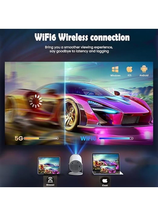 : Smart HD Mini Projector with Built-in 10,000+ Retro Games – Portable Outdoor Wireless Movie Projector with WiFi and Bluetooth, Includes 2 Wireless Arcade Controllers - Image 3