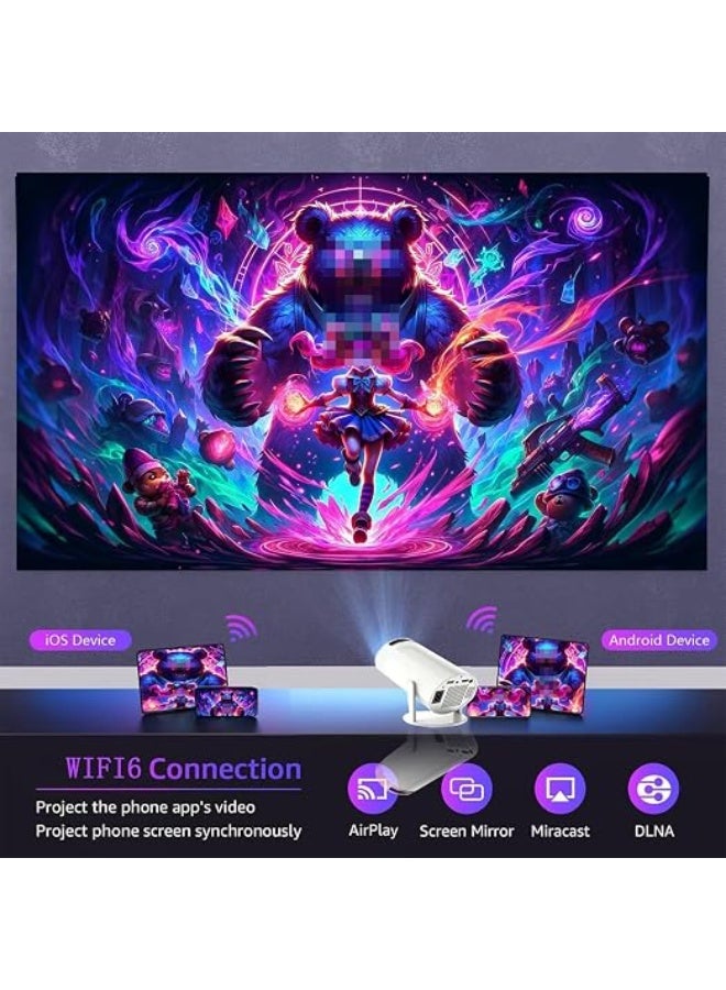 : Smart HD Mini Projector with Built-in 10,000+ Retro Games – Portable Outdoor Wireless Movie Projector with WiFi and Bluetooth, Includes 2 Wireless Arcade Controllers - Image 5