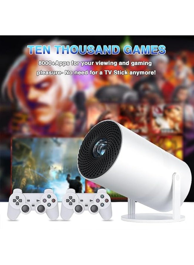 : Smart HD Mini Projector with Built-in 10,000+ Retro Games – Portable Outdoor Wireless Movie Projector with WiFi and Bluetooth, Includes 2 Wireless Arcade Controllers - Image 2