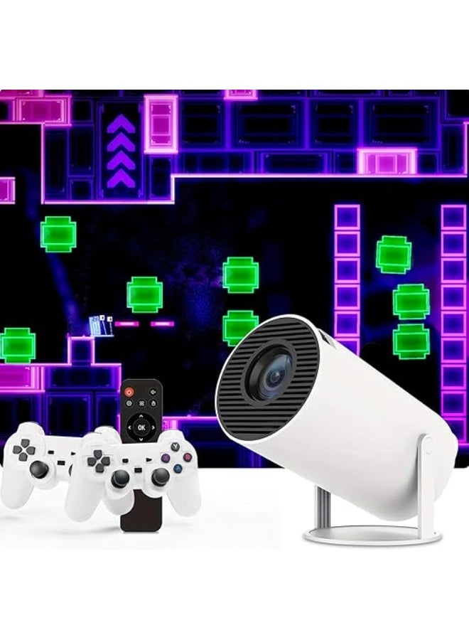 : Smart HD Mini Projector with Built-in 10,000+ Retro Games – Portable Outdoor Wireless Movie Projector with WiFi and Bluetooth, Includes 2 Wireless Arcade Controllers - Image 1