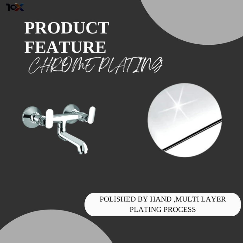 10X Brass Wall Mixer CP-9077 Non-Telephonic for Bathroom/Wall Mount Chrome Plated - Image 3