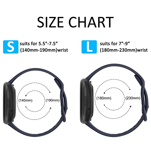 Meliya Soft Strap for Fitbit Versa 4 / Versa 3 / Sense 2 / Sense(Watch Not Included), Flexible Premium Elastomer TPU Adjustable Watch Straps, Sport Replacement Band for Women Men (L,Navy) - Image 3