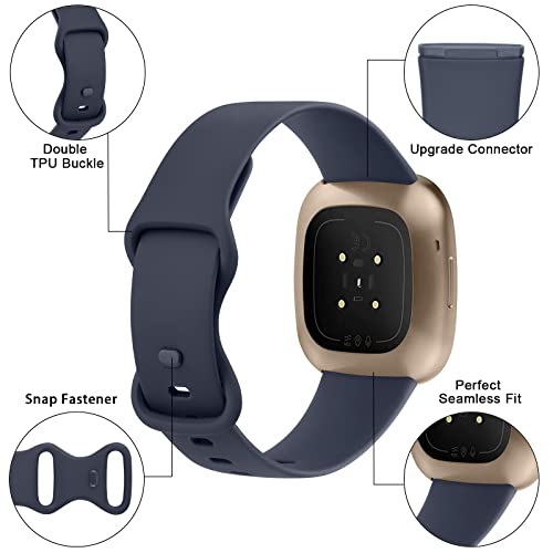 Meliya Soft Strap for Fitbit Versa 4 / Versa 3 / Sense 2 / Sense(Watch Not Included), Flexible Premium Elastomer TPU Adjustable Watch Straps, Sport Replacement Band for Women Men (L,Navy) - Image 4