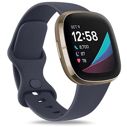 Meliya Soft Strap for Fitbit Versa 4 / Versa 3 / Sense 2 / Sense(Watch Not Included), Flexible Premium Elastomer TPU Adjustable Watch Straps, Sport Replacement Band for Women Men (L,Navy) - Image 2