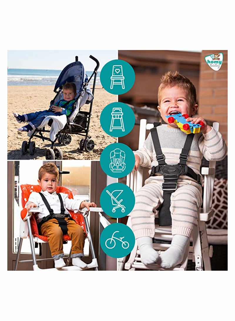 Excefore High Chair Seat Belt 5 Point Harness Baby Chair Safety Belt Universal High Chair Seat Belt For Wooden High Chair Pushchair - Image 3