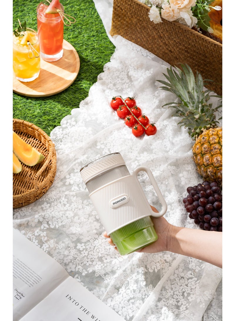 porodo Portable 20-Blade Blender with SUS304 Stainless Steel, 18,500RPM Motor, USB-C Recharge, Dual Cups (350mL & 500mL), 600mL & 800mL Full Capacity, Ice Crushing & Smoothie Maker - White - Image 4