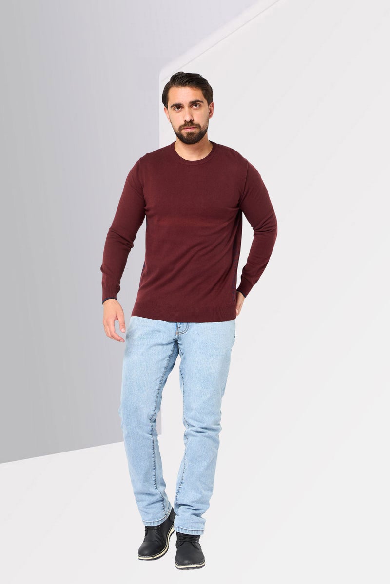 Harmont & Blaine Harmont Blaine Jeans Men Crew Neck  Graphic Print Long Sleeve Sweater, Maroon - Image 2