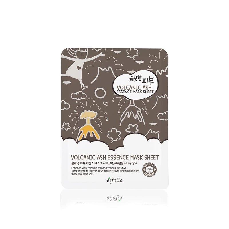 esfolio Volcanic Ash Face Mask  Deep Cleansing Korean Sheet Mask for Pore Care Oil Control AcneProne  Oily Skin  Hydrating  Purifying Skincare for Clear Radiant Complexion Pack of 10