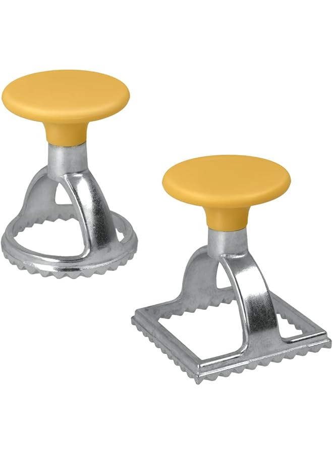 S-TOP Set of 2 Stainless Steel Ravioli Stamps & Cutters-Square and Circle, Alloy Steel, Silver, One Size - Image 1