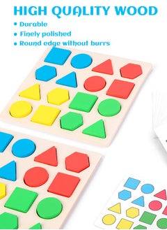 GROIC GROIC Wooden Geometry Construction Puzzle Educational Stacking Blocks Toy Set Game for 2  - Image 3