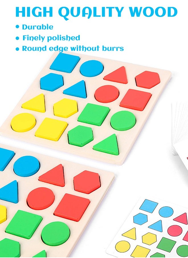 GROIC - GROIC Wooden Geometry Construction Puzzle Educational Stacking Blocks Toy Set Game for 2 - Image 1