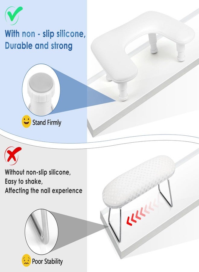 LIONVISON Manicure Arm Rest for Nails Tech: U-shaped Adjustable Nail Armrest - White PU Leather Hand Stand Rest for Manicurists - Image 5