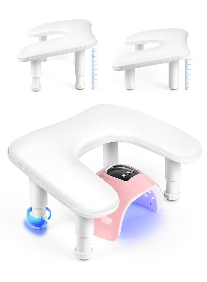 LIONVISON Manicure Arm Rest for Nails Tech: U-shaped Adjustable Nail Armrest - White PU Leather Hand Stand Rest for Manicurists - Image 1