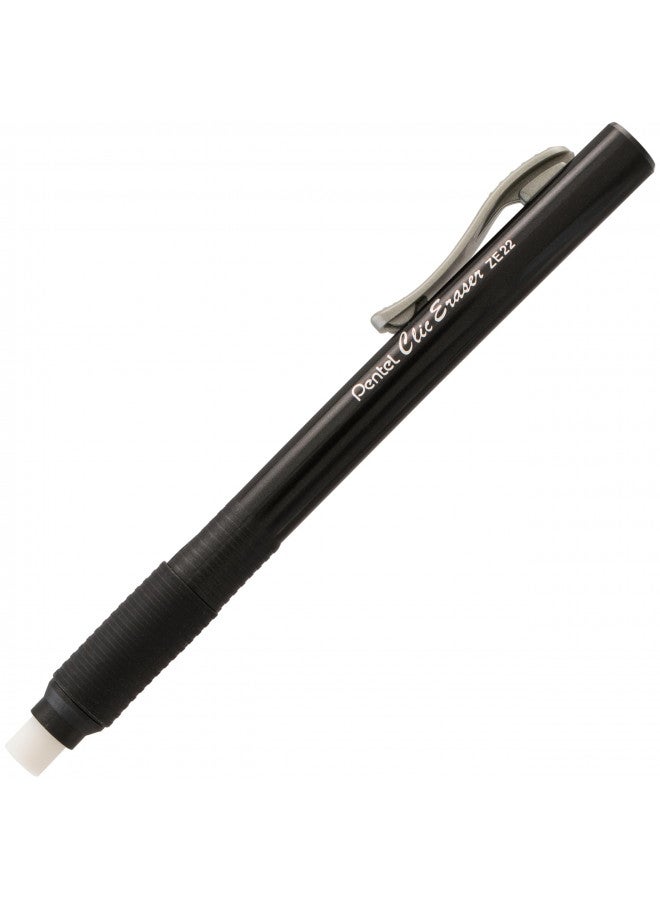 Pentel Clic Eraser Grip, Retractable Eraser, Black Barrel, Box of 12 (ZE22A) - Image 2