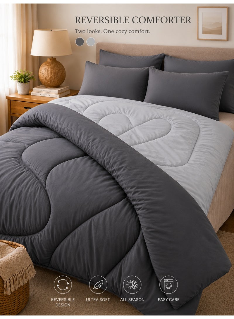 Home auraa Bedding Comforter Set, King Size 220x240 cm - 3-Pcs Solid reversible Bed Set, Microfiber Fabric - 1 Comforter And 2 Pillow covers - Image 5
