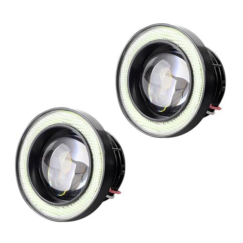 Dogary 2 PCS Car Angel Eye LED Fog Light Super Bright Lens Spotlight with 3 COB Aperture Waterproof Antivibration Fish Eye Bulb Universal Modified Daytime Running Light for Cars Light Blue - Image 1