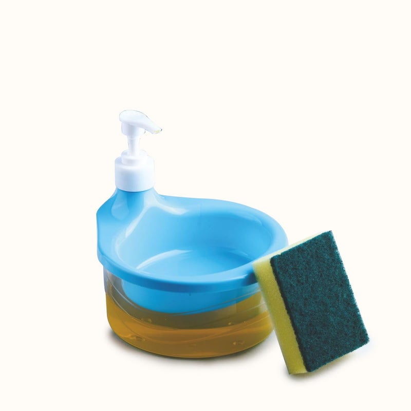 Homeor Double Layer Soap Dispenser for Dishwasher Liquid Dispenser with Sponge Holder for Kitchen Sink Countertop Kitchen Bathroom (Multi-Color), 1 Piece - Image 5