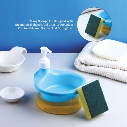 Homeor Double Layer Soap Dispenser for Dishwasher Liquid Dispenser with Sponge Holder for Kitchen Sink Countertop Kitchen Bathroom (Multi-Color), 1 Piece - Image 4