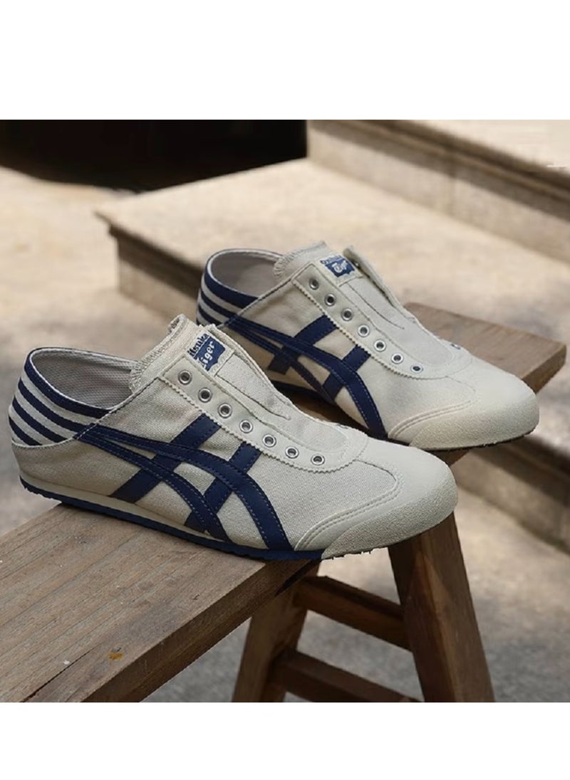 Onitsuka Tiger MEXICO 66 Slip-On Canvas Casual Shoes Beige/Navy  - Image 4