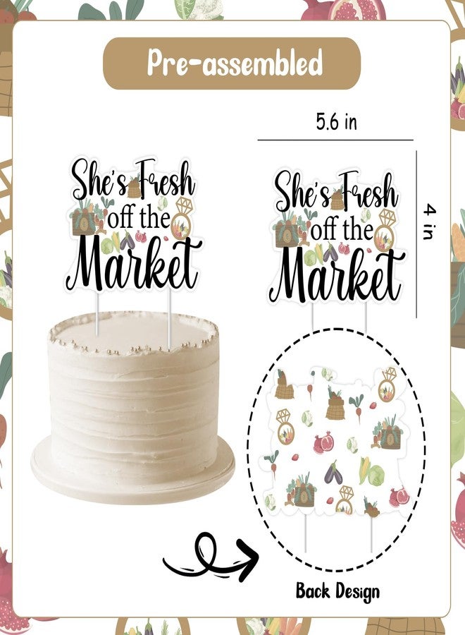 Blisstock Farmers Market Bridal Shower Cake Topper, She's Fresh Off the Market Bridal Shower Decorations Farm Vegetables Fruit Cake Decor for Women Fresh Off the Market Bridal Showers Party Supplies - Image 5