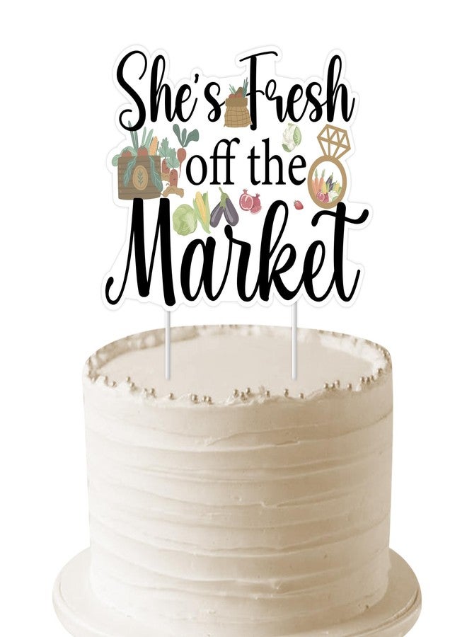 Blisstock Farmers Market Bridal Shower Cake Topper, She's Fresh Off the Market Bridal Shower Decorations Farm Vegetables Fruit Cake Decor for Women Fresh Off the Market Bridal Showers Party Supplies - Image 1