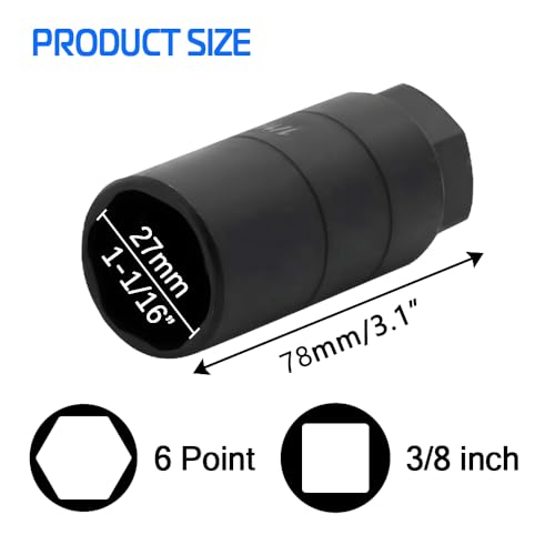 A ABIGAIL Oil Pressure Switch Socket, 1 1/16'' x up to 2-5/8'', Fits 3/8'' Drive or 1 1/8'' Hex, High Performance Chrome Molybdenum, Black Oxide Finish, Model A7646F - Image 2