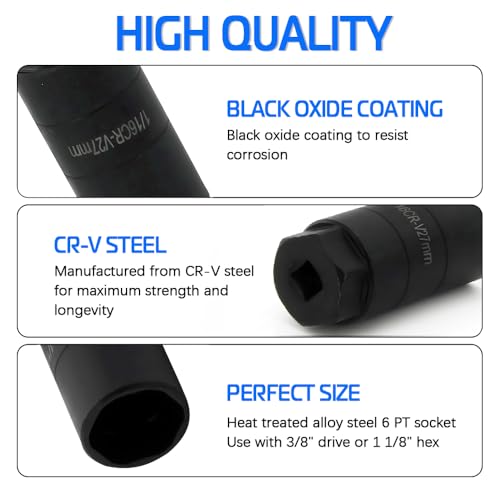 A ABIGAIL Oil Pressure Switch Socket, 1 1/16'' x up to 2-5/8'', Fits 3/8'' Drive or 1 1/8'' Hex, High Performance Chrome Molybdenum, Black Oxide Finish, Model A7646F - Image 5