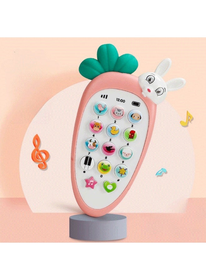 Interactive educational toy phone for children in the shape of a carrot and a rabbit - 3 operating systems, animal sounds, and soothing music to develop sensory skills - Image 1