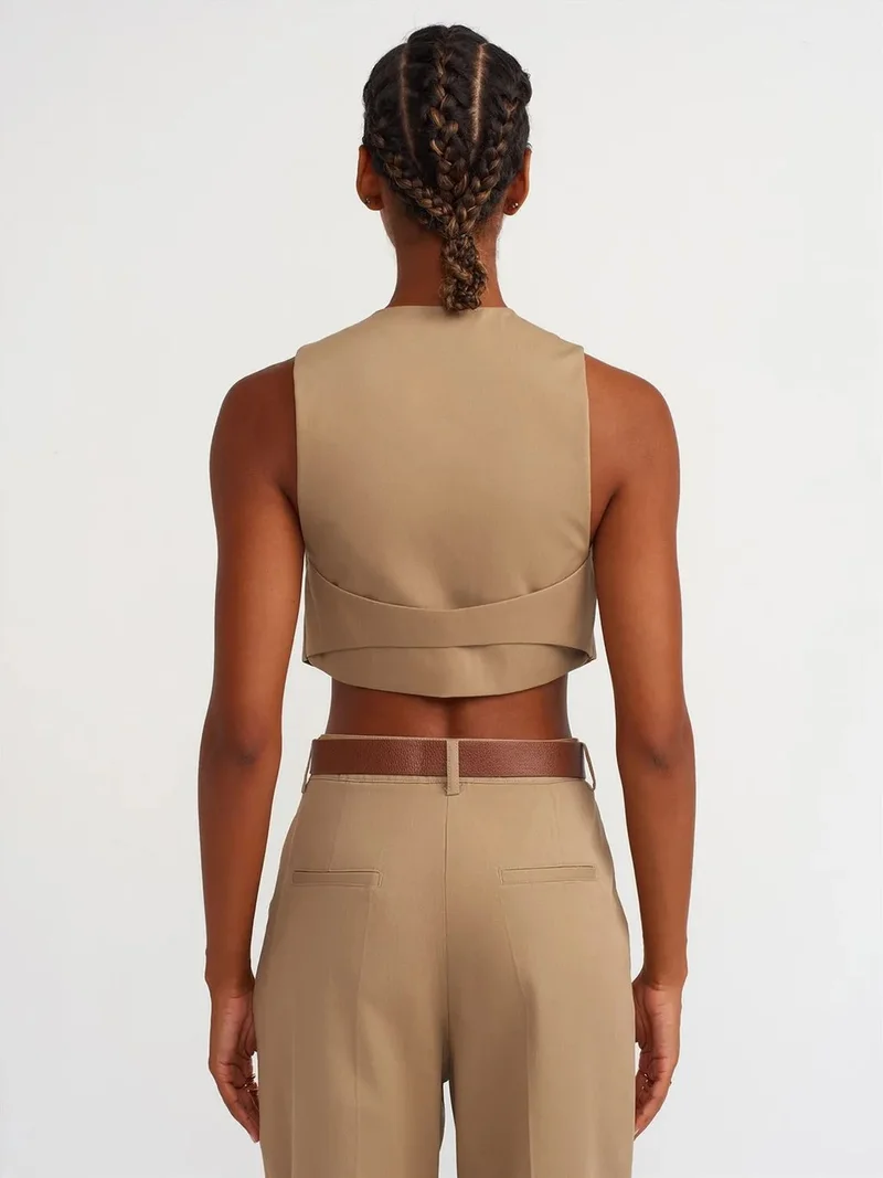 ديلفين Dilvin Cotton Poplin V-Neck Crop Blouse