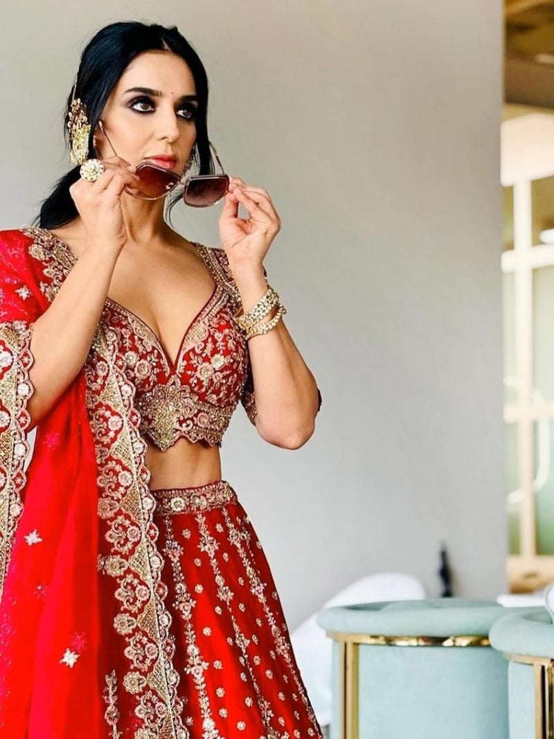 TRENDMALLS Women's Satin Embroidery with Golden Sequin work Lehenga Choli with Dupatta - Bridal Lehenga Choli for Women (L274-Red) SemiStitch - Image 2