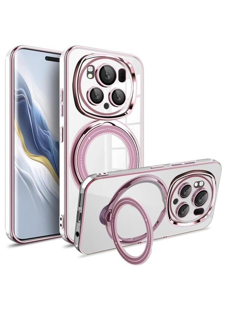 حافظة متوافقة مع حافظة هونور ماجيك 6 برو مع حامل مغناطيسي ، حافظة شفافة مطلية تدعم الشحن اللاسلكي غطاء واقي مقاوم للصدمات لهاتف هونور ماجيك 6 برو - Image 1