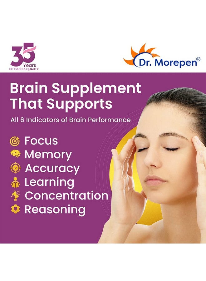 Dr. Morepen أقراص ذاكرة وتركيز ومزاج د. موريبين غنية بـ GABA، أشواغاندا، بابونج وبراهمي - فيتامينات B1، B2، B3، مغنيسيوم | آمنة لصحة الدماغ، خالية من الكائنات المعدلة وراثيًا والمواد الحافظة - 60 قرص - Image 4