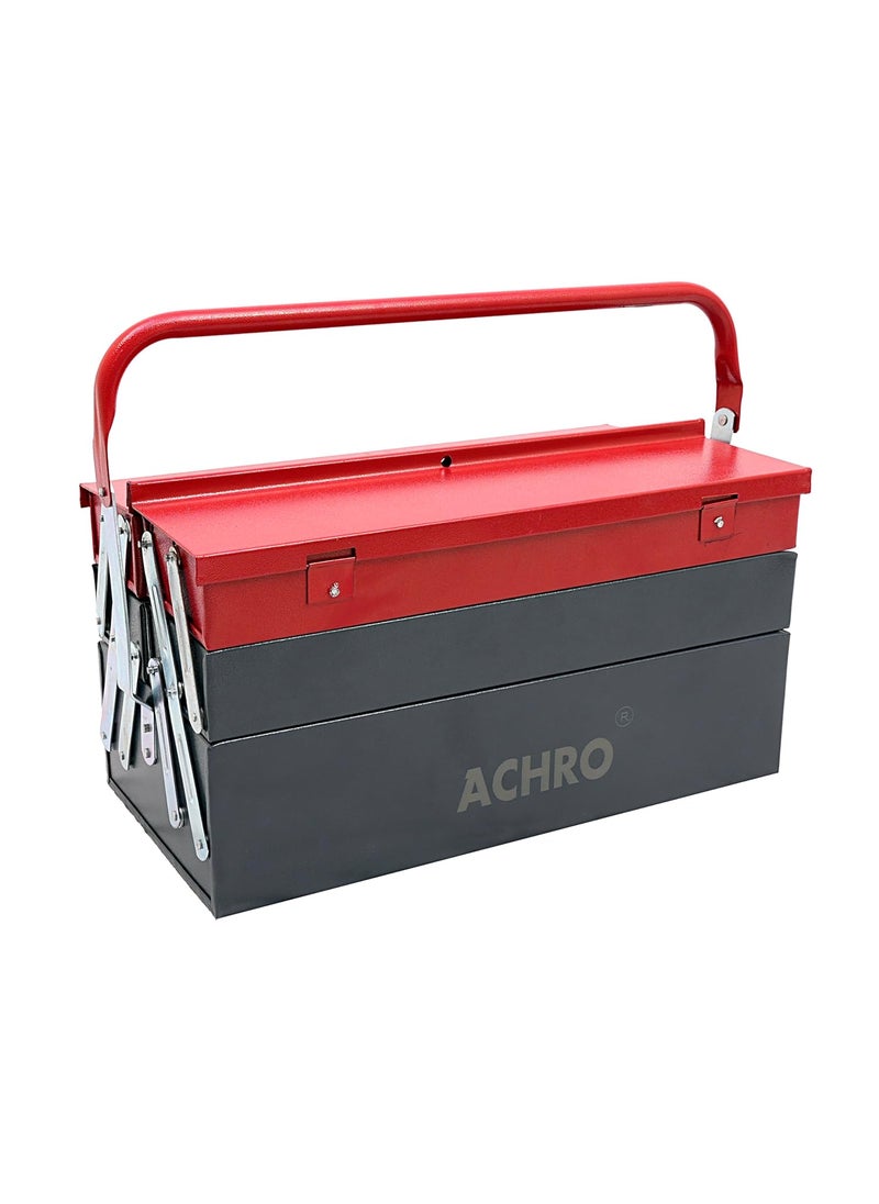 ACHRO ACHRO High Grade Metal Tool Box For Home Use Tool Box For GarageWorkshopIndustry And Office UseEmpty Tool Box Big Size with 5 Multipurpose Compartments Red Grey  - Image 1