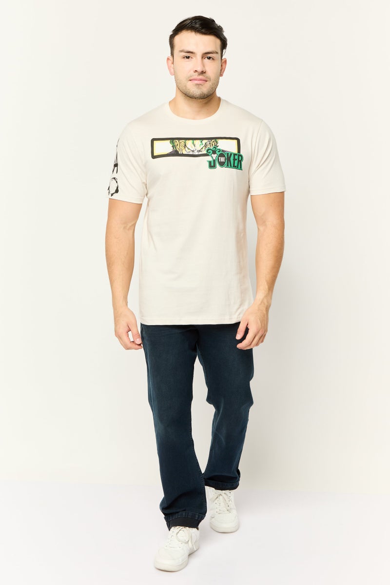 DC Men Crew Neck Short Sleeves Graphic Print T-Shirt, Ivory - Image 2