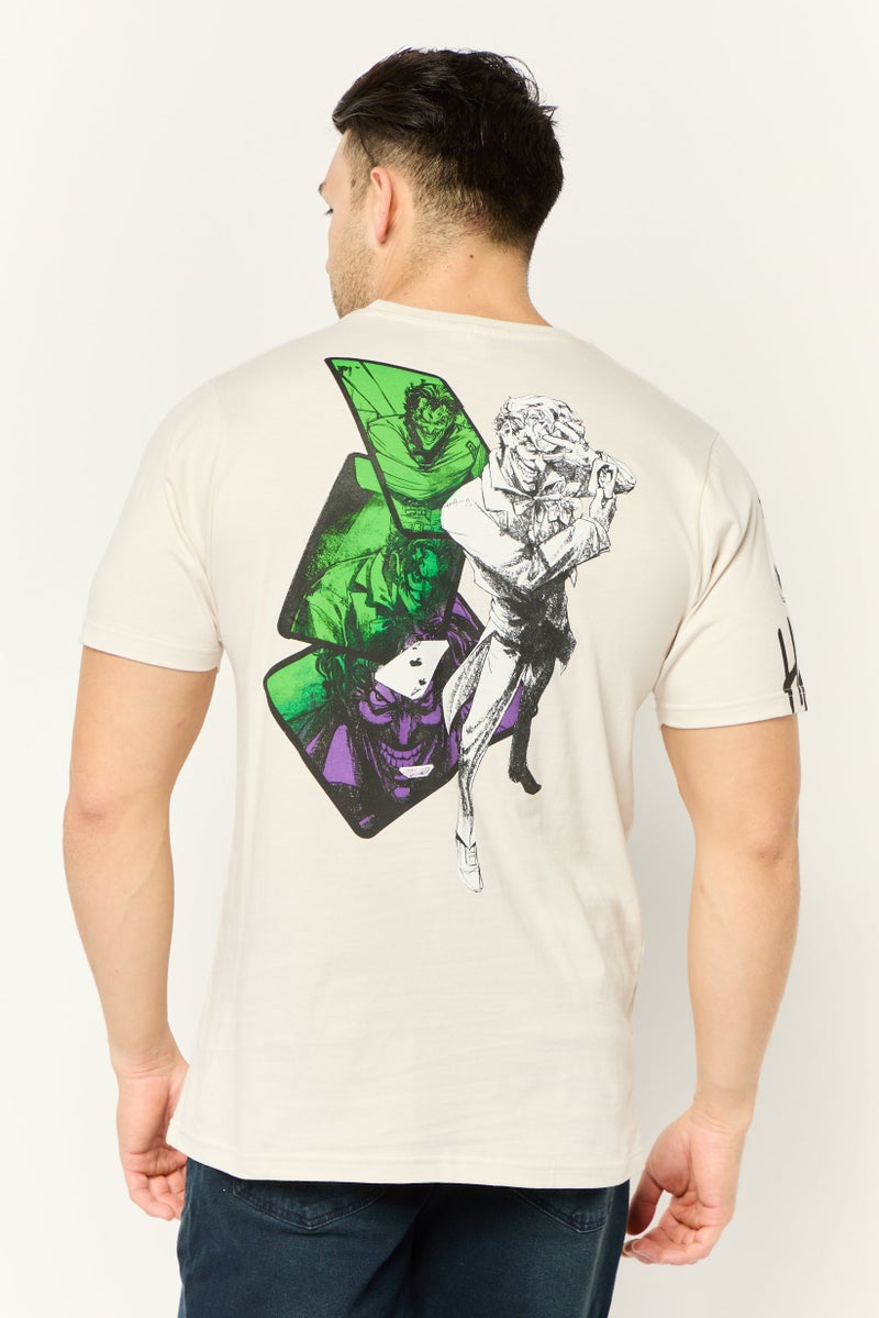 DC Men Crew Neck Short Sleeves Graphic Print T-Shirt, Ivory - Image 4