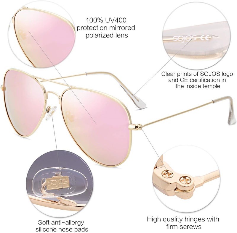 Sojos Dense material SOJOS Classic Aviator Polarized Sunglasses for Men Women Vintage Retro Style Trendy natural tone options - Image 4