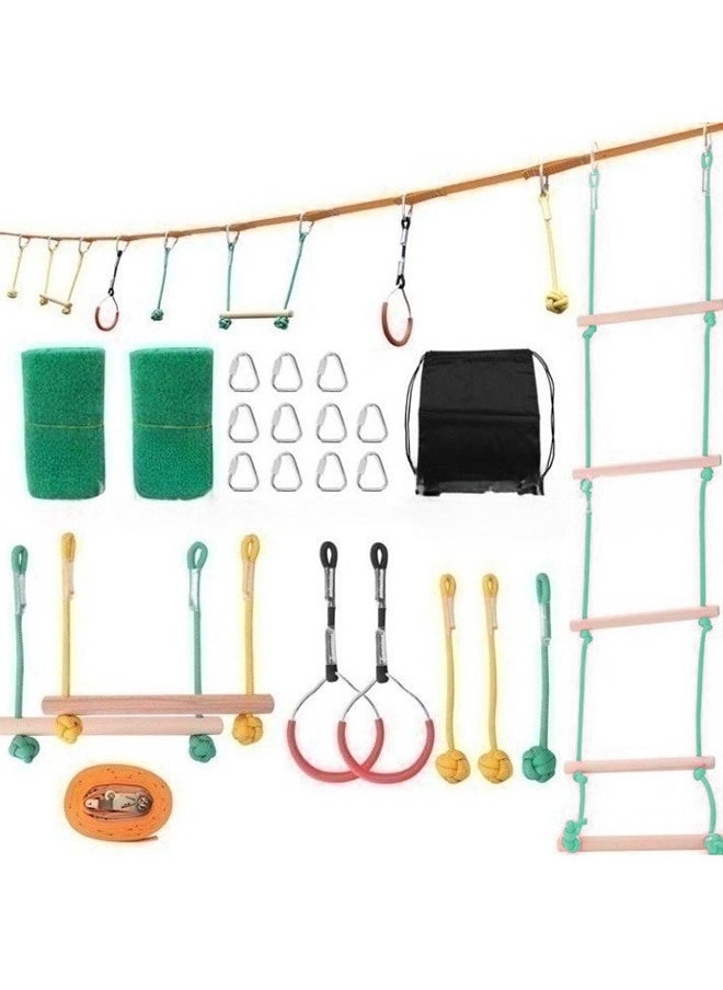 XiuWoo Outdoor Climbing Toys Set Swing Balance Training Set Rope Ladder Monkey Bar Rings Arm Trainer Multicolor  - Image 1