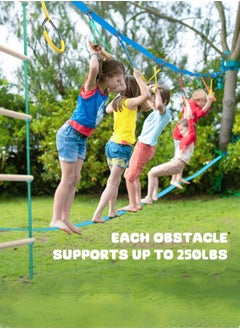 XiuWoo Outdoor Climbing Toys Set Swing Balance Training Set Rope Ladder Monkey Bar Rings Arm Trainer Multicolor  - Image 2