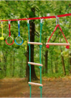 XiuWoo Outdoor Climbing Toys Set Swing Balance Training Set Rope Ladder Monkey Bar Rings Arm Trainer Multicolor  - Image 4