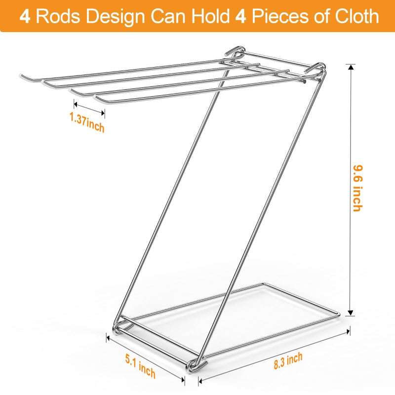 Seropy Kitchen Towel Holder Stand, 4-Arm Dish Towel Holder Countertop Towel Drying Rack for Bathroom, Free Standing Hand Towel Stand Washcloth Dish Cloth Drying Rack, Z-Shaped Folding Hanging Towel Bar Stand - Image 3